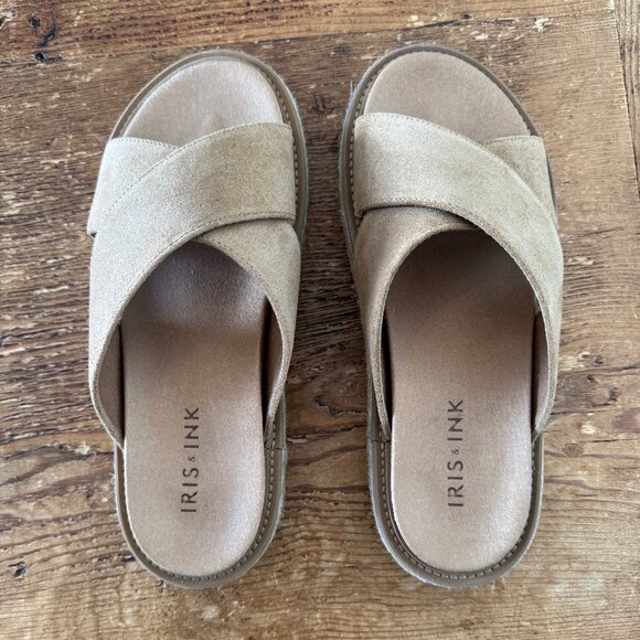 NWOT Iris & Ink Suede Espadrille Sandals - Picture 3 of 7